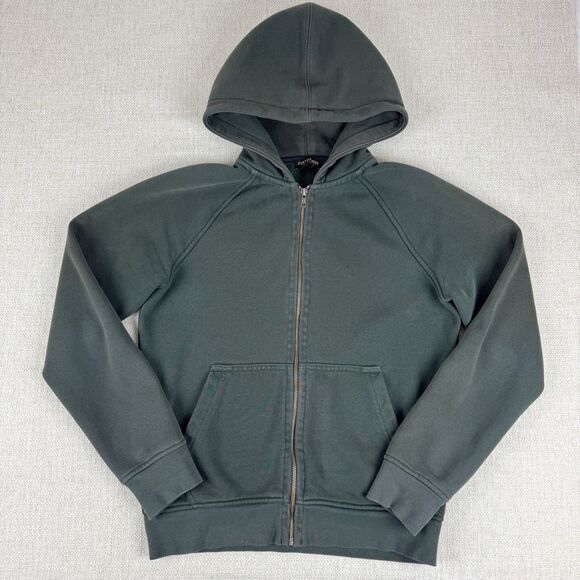Flint and Tinder Hoodie Mens Small Green Full Zip Heavyweight Cotton Fleece USA - Picture 1 of 16